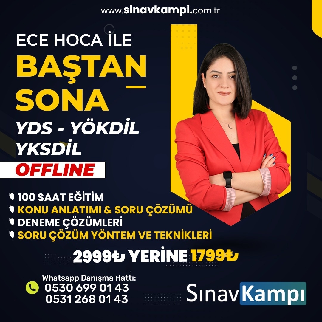 ECE HOCA İLE BAŞTAN SONA YDS-YÖKDİL-YKSDİL VİDEO EĞİTİMİ resmi