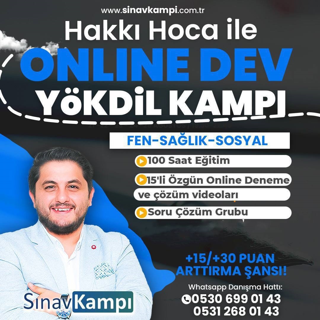 HAKKI HOCA İLE ONLINE YÖKDİL KAMPI (FEN-SOSYAL-SAĞLIK) resmi